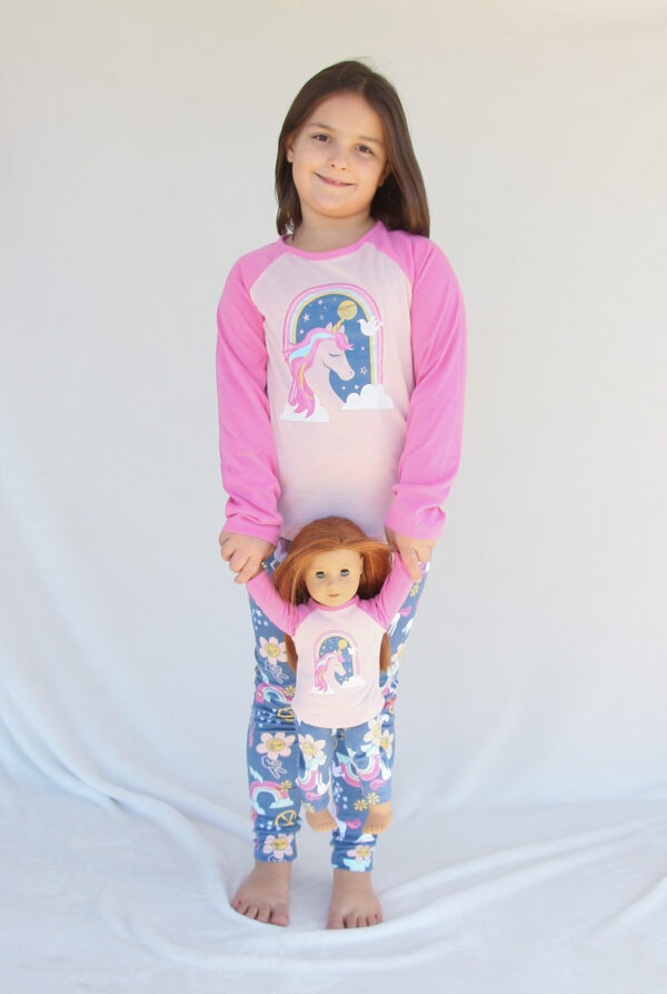 Matching Girl & Doll Unicorn Pajama Set - Fits 15" & 18" Dolls