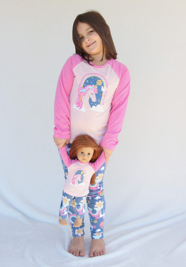 Matching Girl & Doll Unicorn Pajama Set - Fits 15" & 18" Dolls