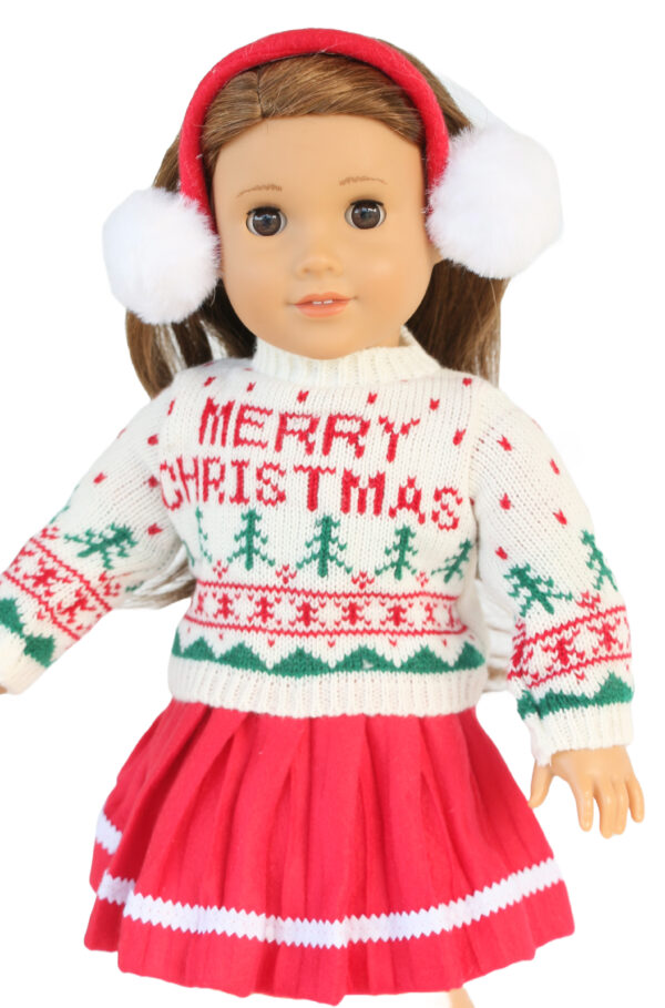 18" Doll Merry Christmas Sweater & Skirt Set