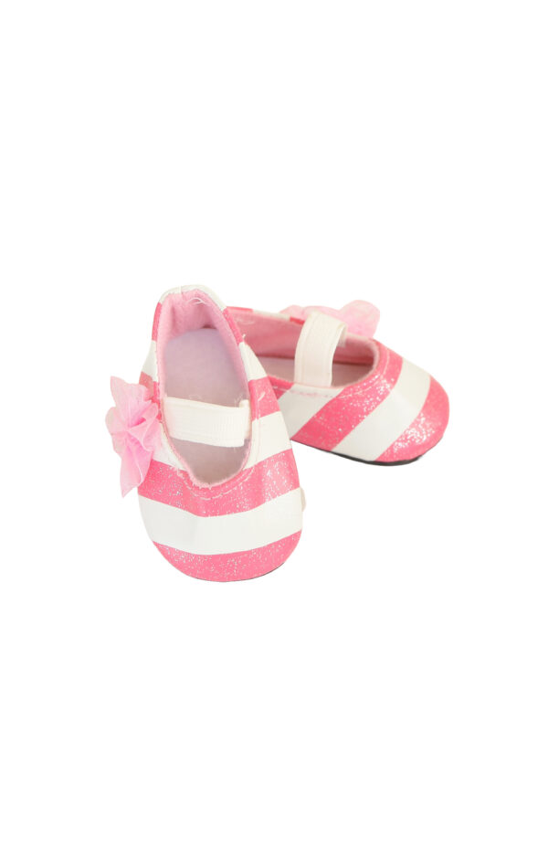 15" & 18" Doll Pink Striped Glitter Shoes