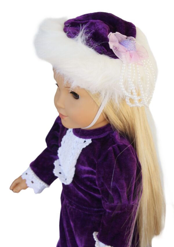 18" Doll Purple Velvet Skirt, Top, & Hat