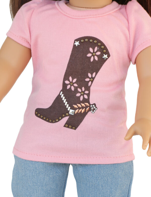 15" Bitty Baby Doll Pink Western Boot T-Shirt