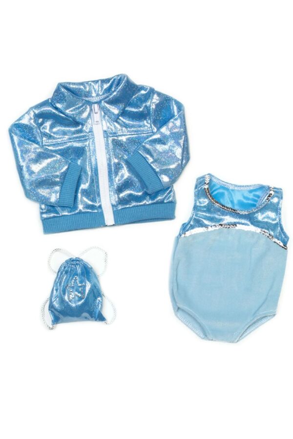 18" Doll Metallic Blue 3-Piece Gymnastics Set