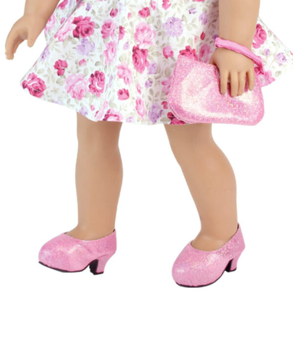 18" Doll Sparkly Pink Platform High Heels
