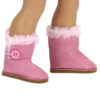 18″ Doll Pink Suede Fur Button Boots