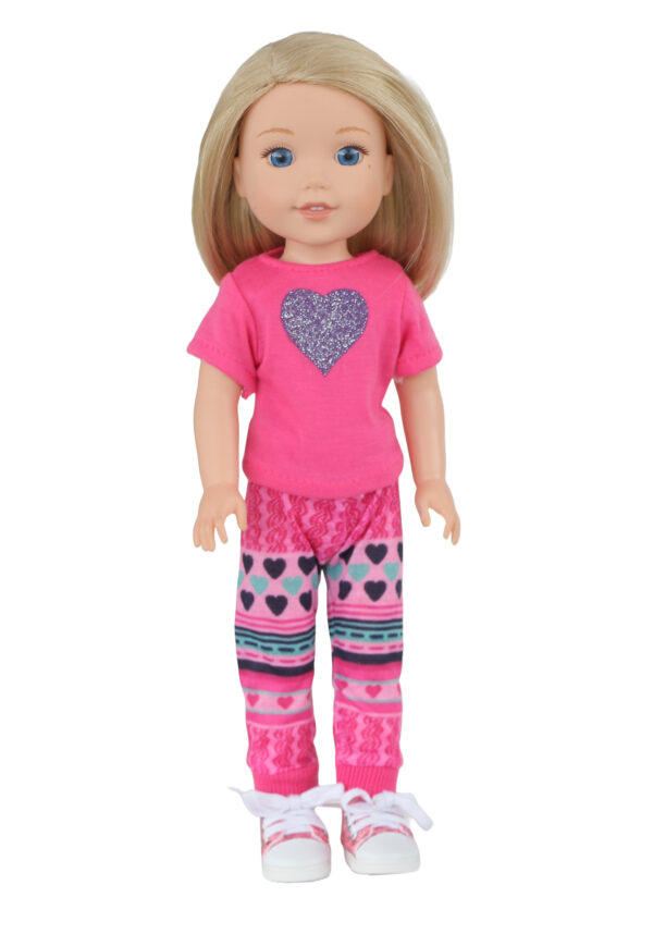 14.5" Doll Pink Heart Pants Outfit