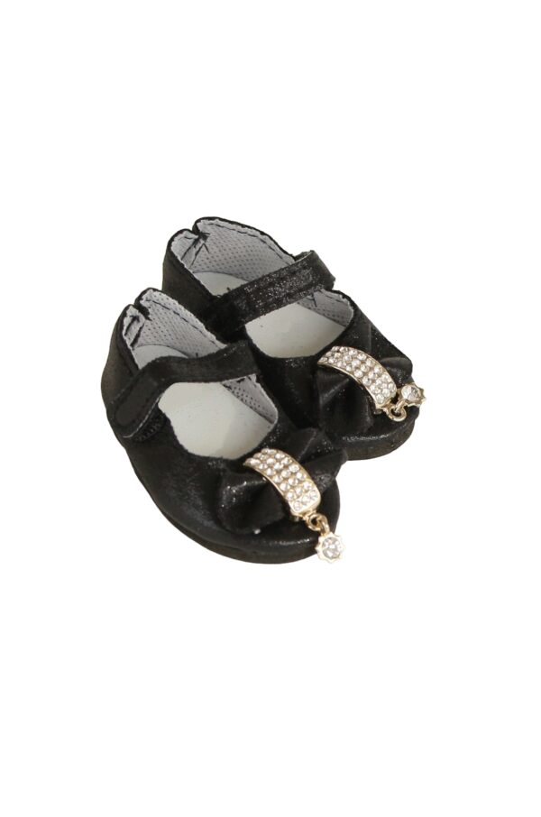 18" Doll Black Gem Strap Shoes