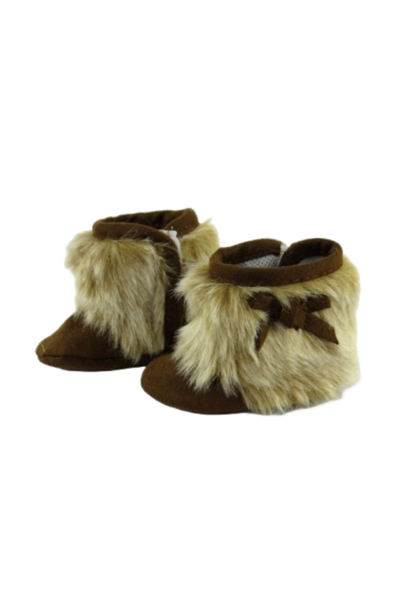 18" Doll Brown Suede Fur Boots