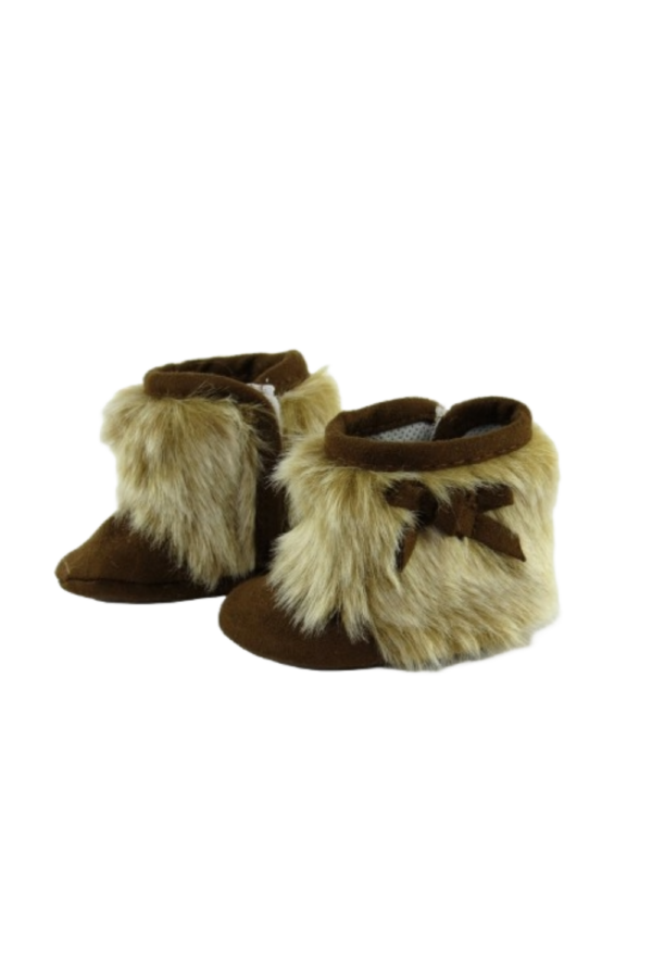 18" Doll Brown Suede Fur Boots