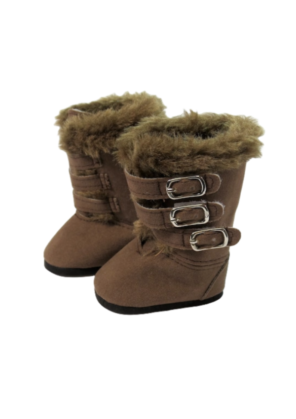 18" Doll Dark Brown 3-Buckle Winter Boots