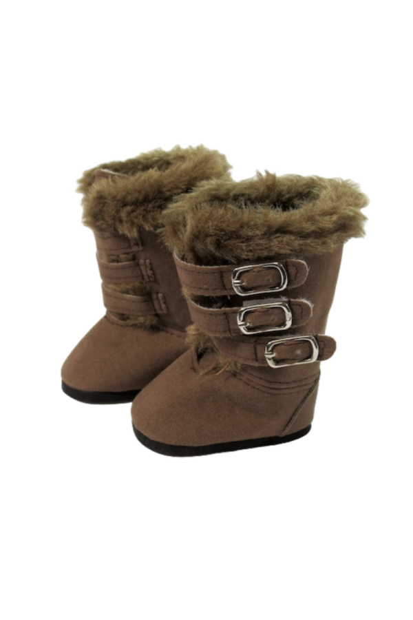18" Doll Dark Brown 3-Buckle Winter Boots