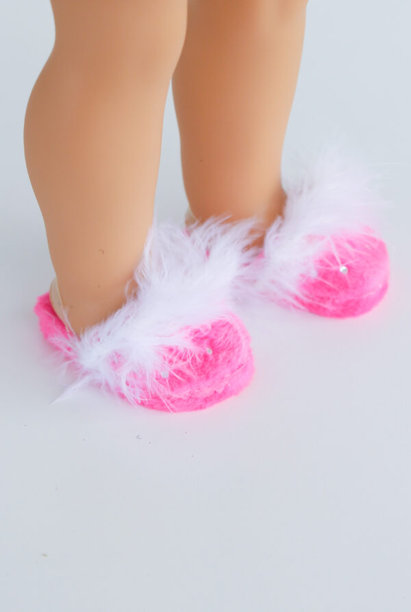 18" Doll Rhinestone & Fur Slippers