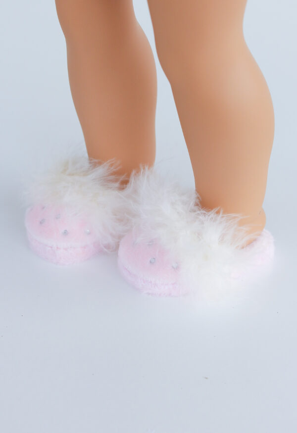 18" Doll Rhinestone & Fur Slippers