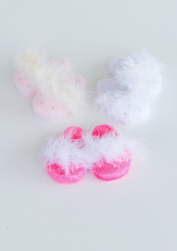 18" Doll Rhinestone & Fur Slippers