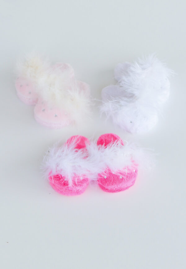 18" Doll Rhinestone & Fur Slippers