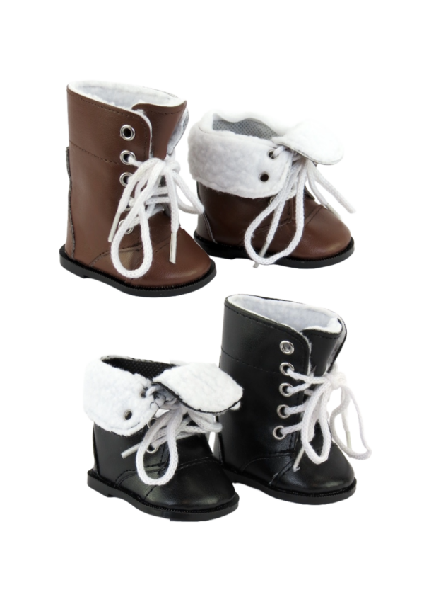 18" Doll Sherpa-lined Lace Up Boots