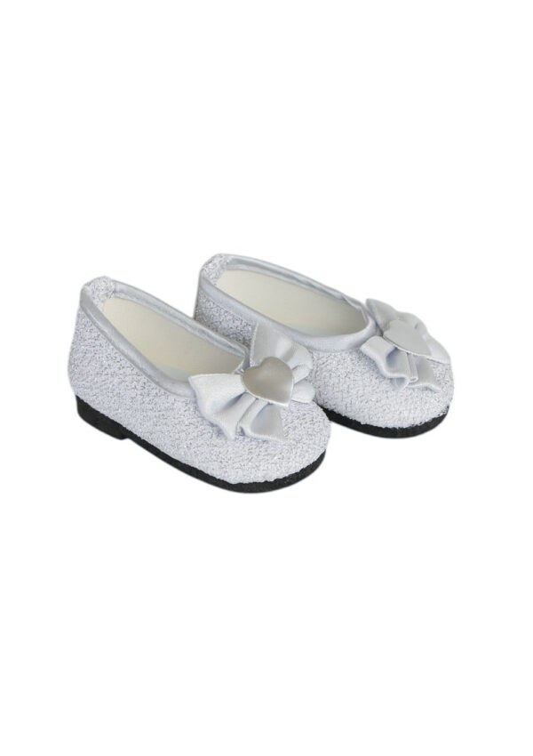 18 Doll Silver Glitter Bow Shoe