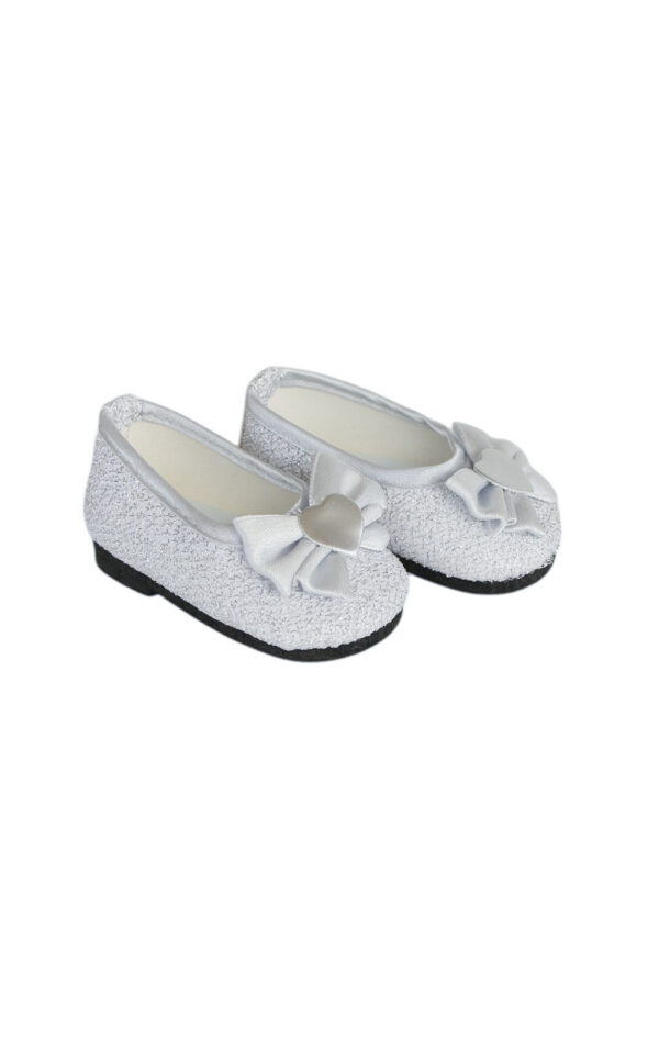 18" Doll Silver Glitter Bow Shoe