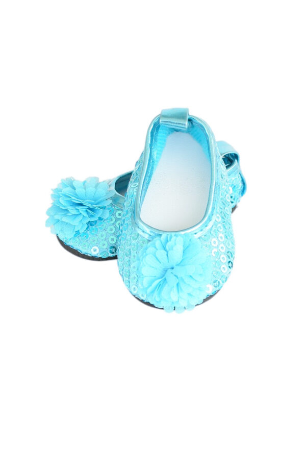 18" Doll Sequin Flower Shoes -Royal Blue & Turquoise