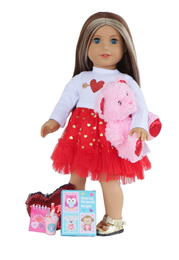 18" Doll Valentine's Day 7- Piece Gift Set