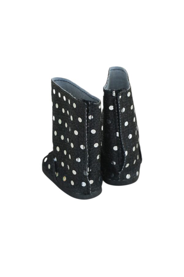 18" doll black boots with silver sequins