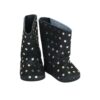 18" doll black boots with silver sequins