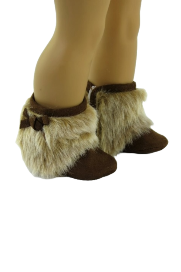 18" Doll Brown Suede Fur Boots