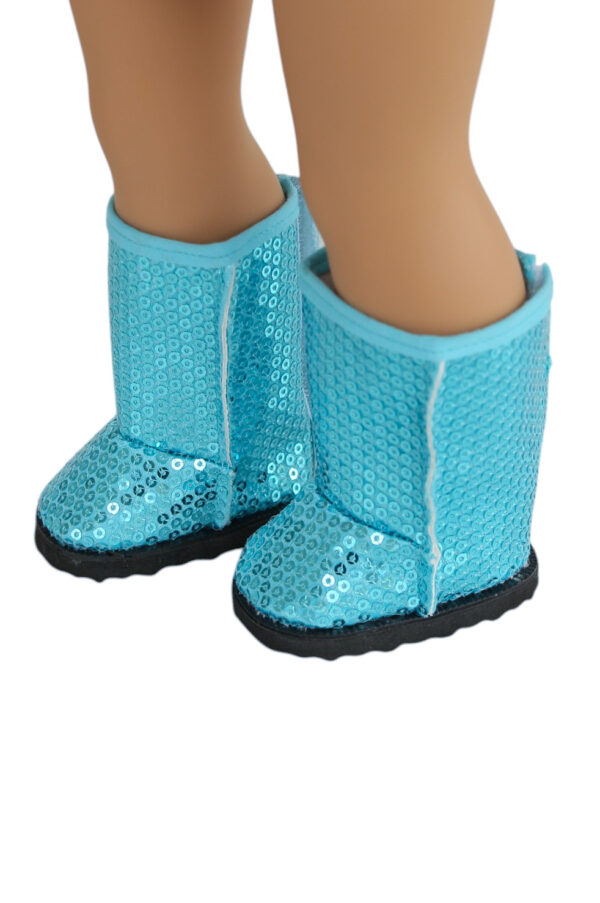 18" Doll Turquoise Sequin Winter Boots
