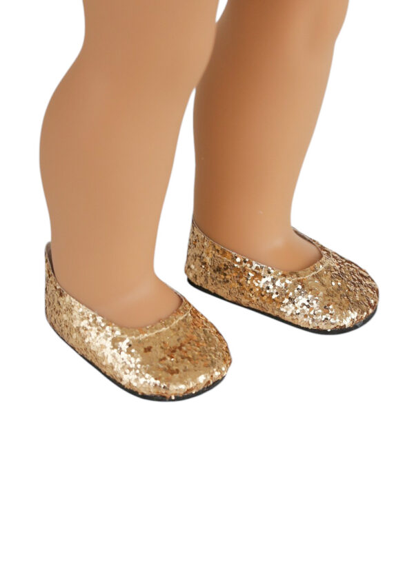 18" Doll Gold Glitter Dress Shoe