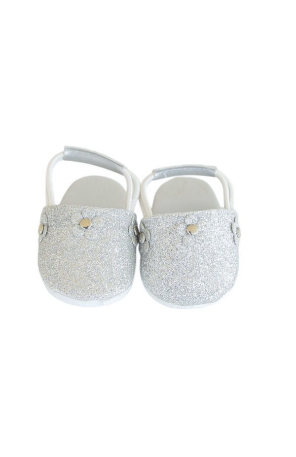 18" Doll Silver Flower Clogs