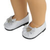 18" Doll Silver Glitter Bow Shoe