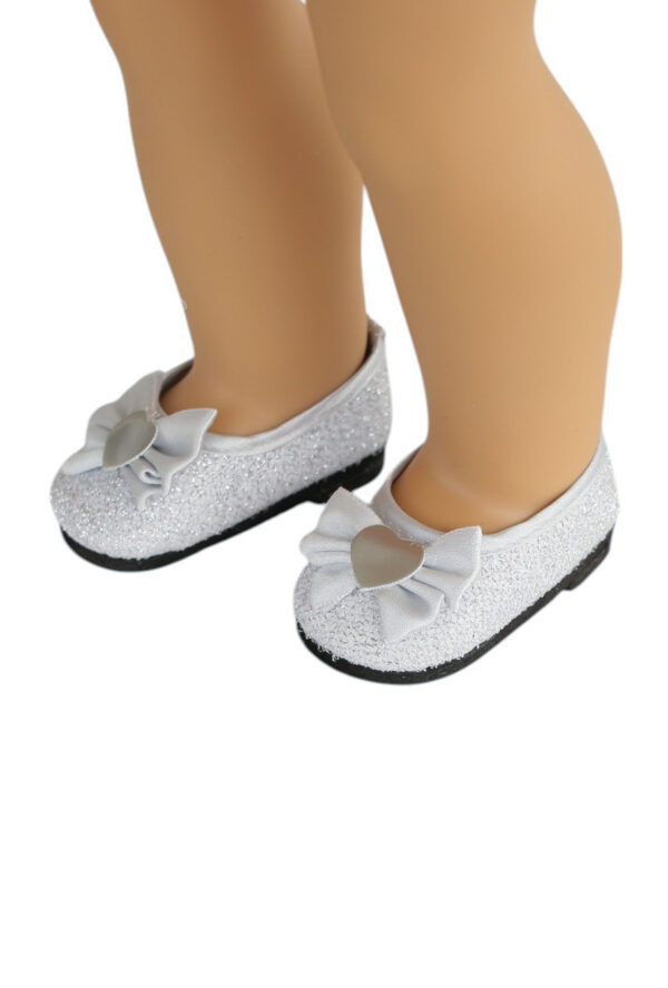 18" Doll Silver Glitter Bow Shoe