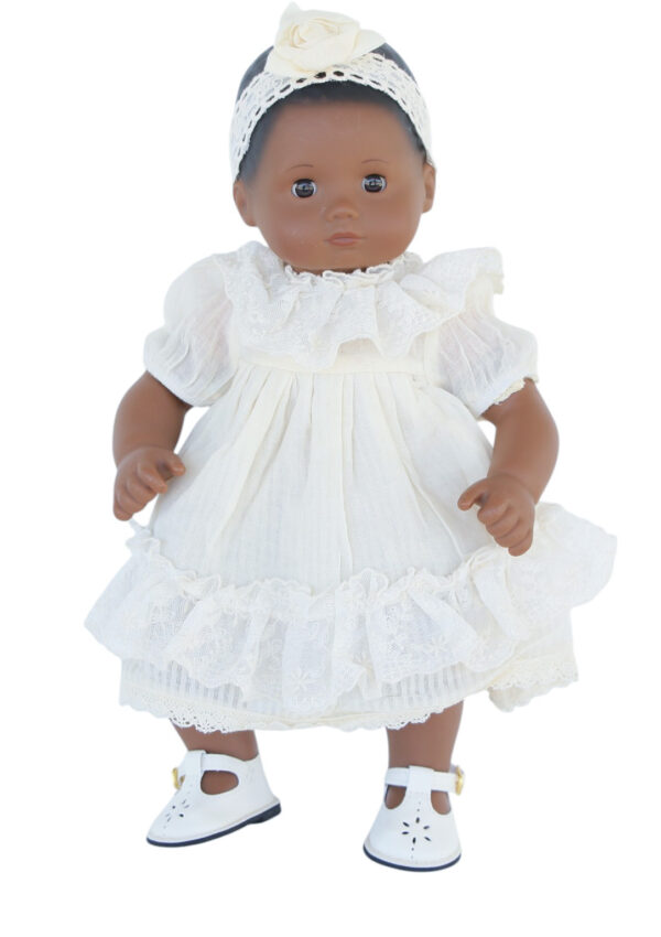 15" Bitty Baby Doll Beige Lace Dress & Headband