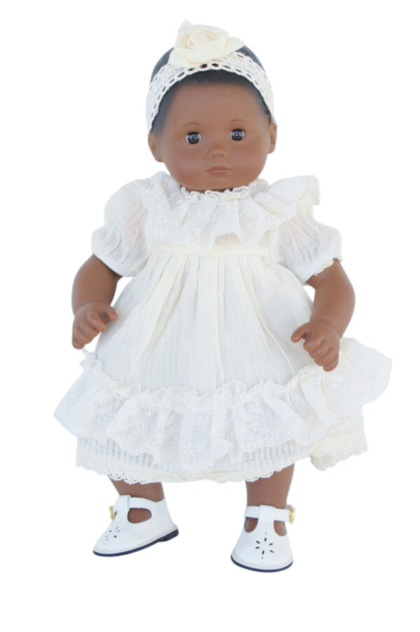 15" Bitty Baby Doll Beige Lace Dress & Headband