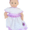 15″ Bitty Baby Doll Lavender Satin White Lace Dress & Headband