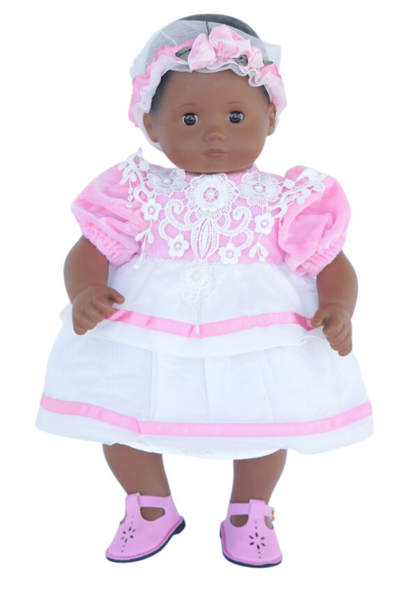 15″ Bitty Baby Doll Pink Velvet Lace Dress & Headband