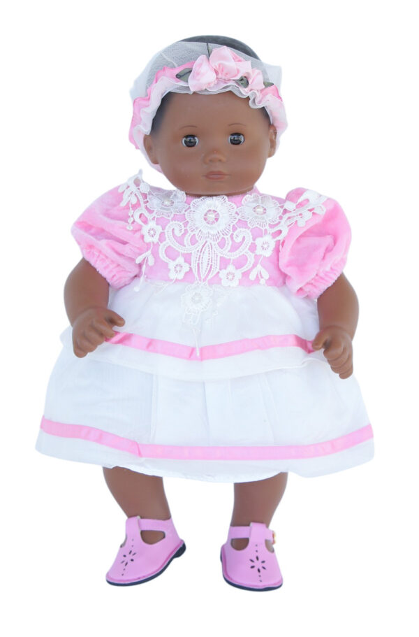 15″ Bitty Baby Doll Pink Velvet Lace Dress & Headband