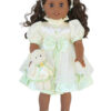 18" Doll Ivory/Green Satin Dress & Matching Mini Bear