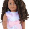18" Doll Striped Satin Party Dress & Silver Sandals
