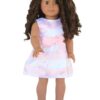 18" Doll Striped Satin Party Dress & Silver Sandals