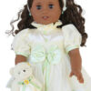 18" Doll Ivory/Green Satin Dress & Matching Mini Bear