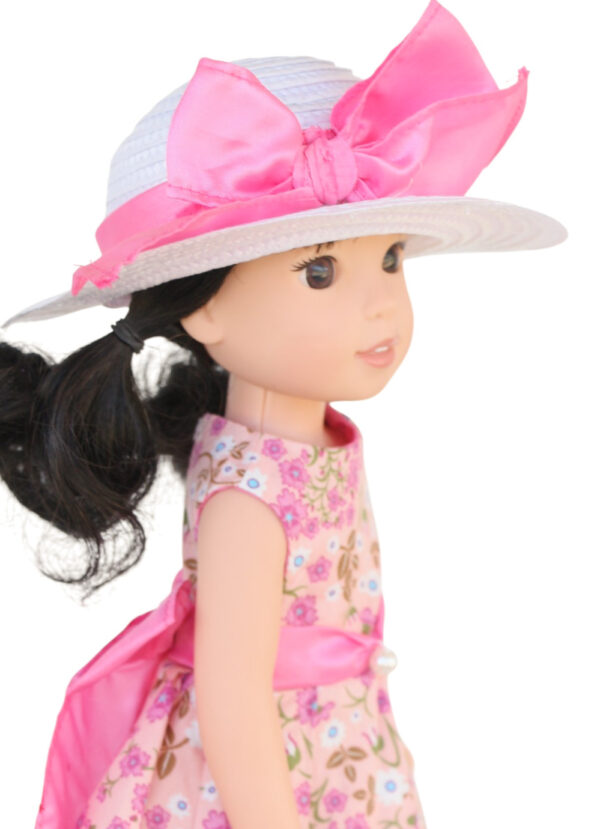 14.5" Doll Pink Floral Sleeveless Dress & Hat