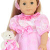 18" Doll Pink Satin Dress & Matching Mini Bear