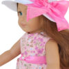18" Doll Pink Sleeveless Floral Dress & Hat