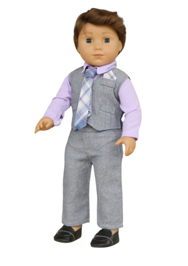 18" Boy Doll Lavender 4-Piece Tie Outfit