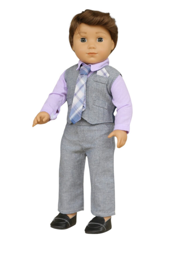 18" Boy Doll Lavender 4-Piece Tie Outfit