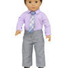 18" Boy Doll Lavender 4-Piece Tie Outfit
