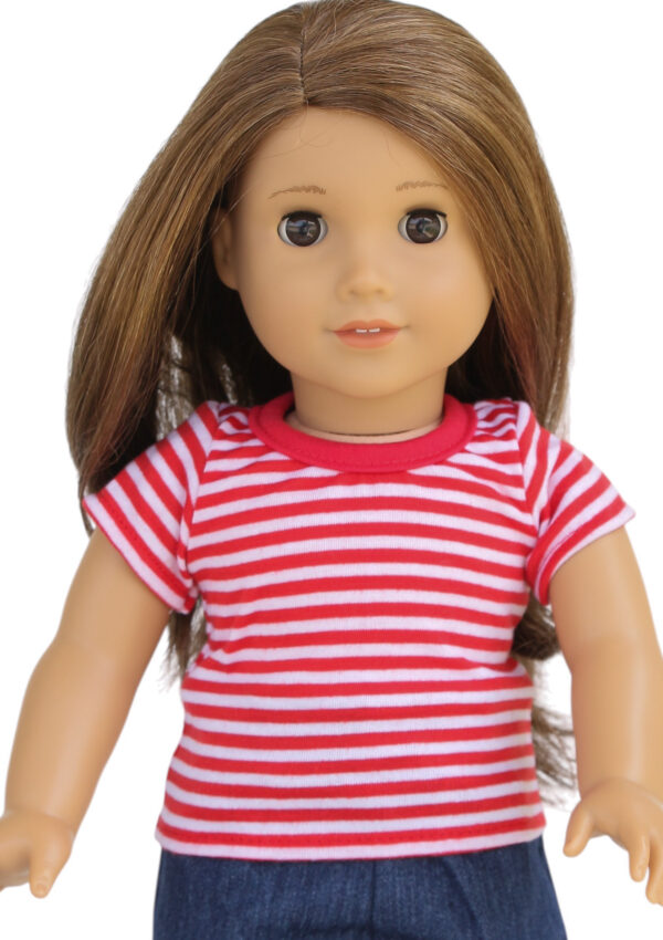 18" Doll Red & White Stripe T-Shirt