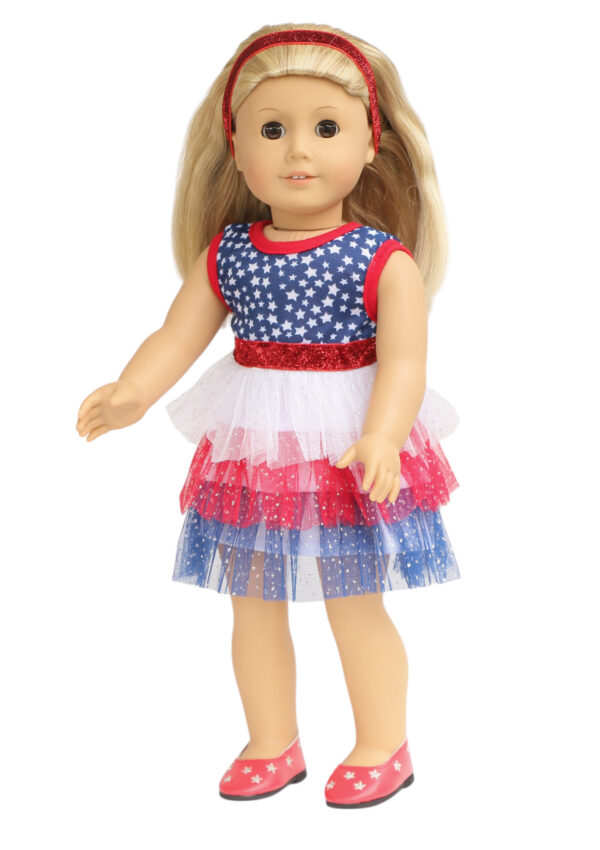 18" Doll Stars & Glitter Sleeveless Dress & Headband