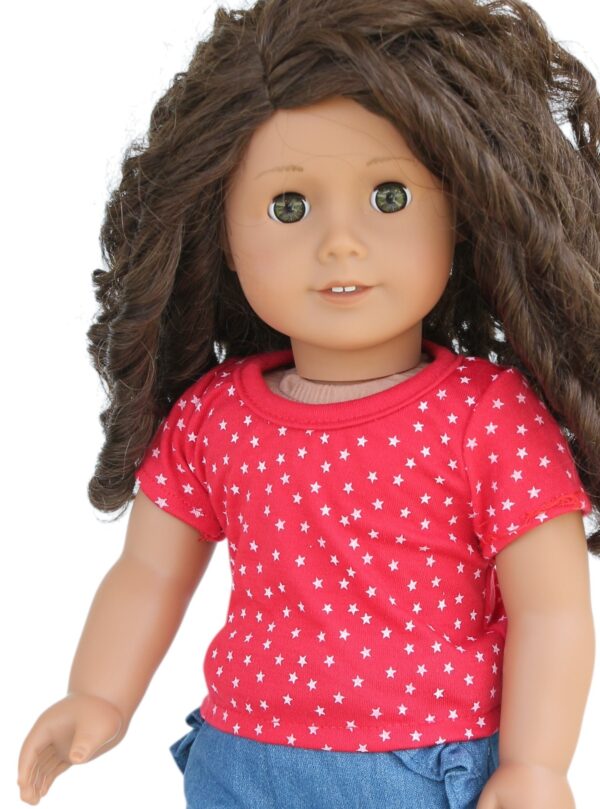 18" doll red & white star tshirt